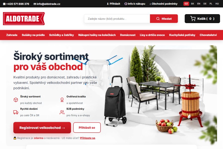 Náhled webu Aldotrade.com